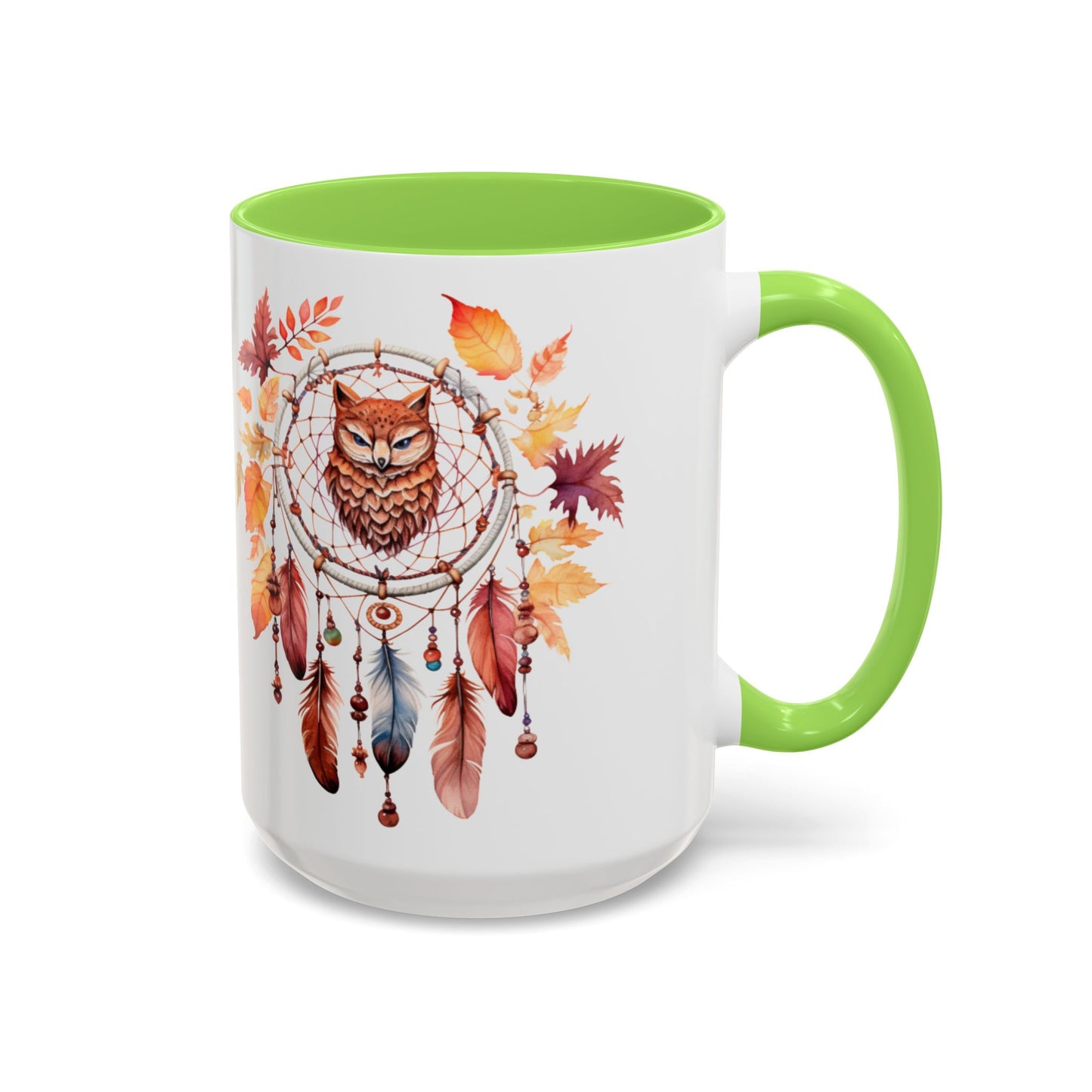 Autumn Owl Dreamcatcher Mug — Fall Leaves Coffee Cup (11oz & 15oz) - Ramshackle Shack