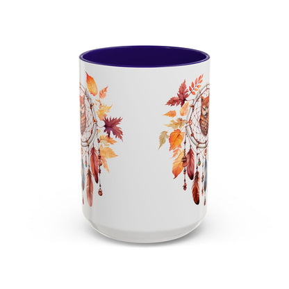 Autumn Owl Dreamcatcher Mug — Fall Leaves Coffee Cup (11oz & 15oz) - Ramshackle Shack