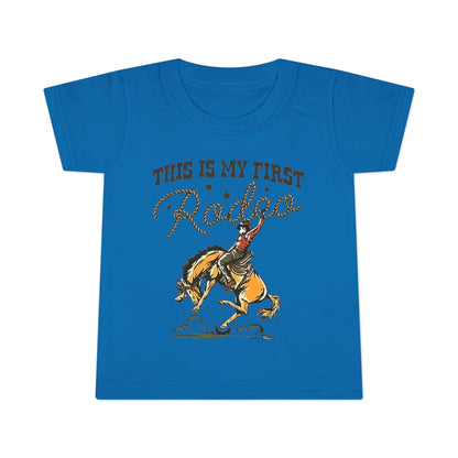 Toddler T-Shirt — “This Is My First Rodeo” Personalized Cowboy Birthday Tee - Ramshackle Shack