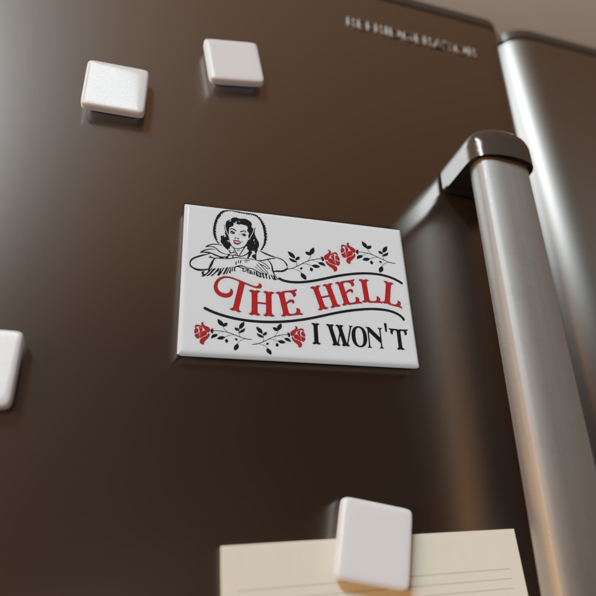 Rectangle Magnet — "The Hell I Won't" Vintage Cowgirl Floral Fridge Magnet - Ramshackle Shack
