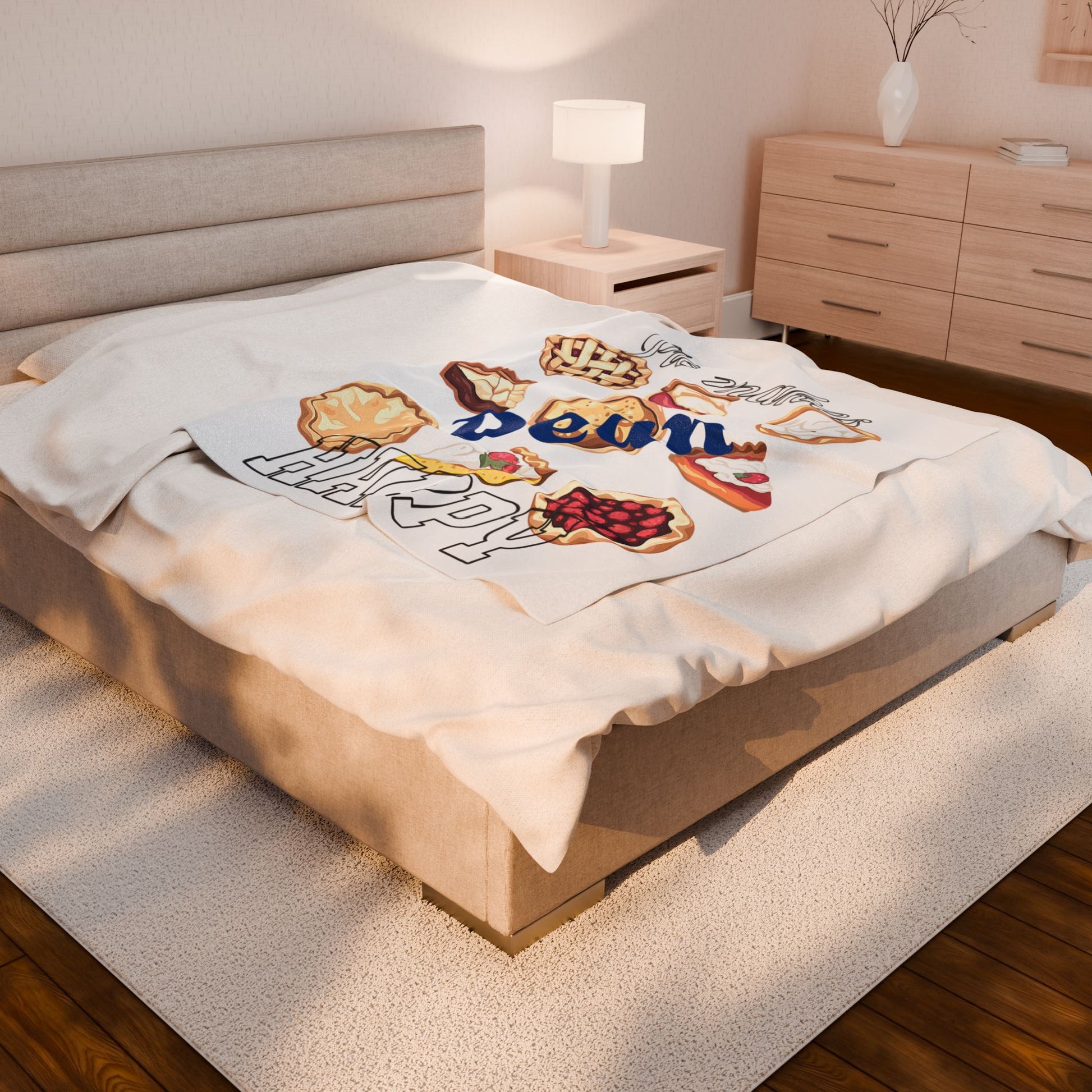 Personalized Velveteen Plush Blanket - Pie Makes Dean Happy - Custom Name Gift - Ramshackle Shack