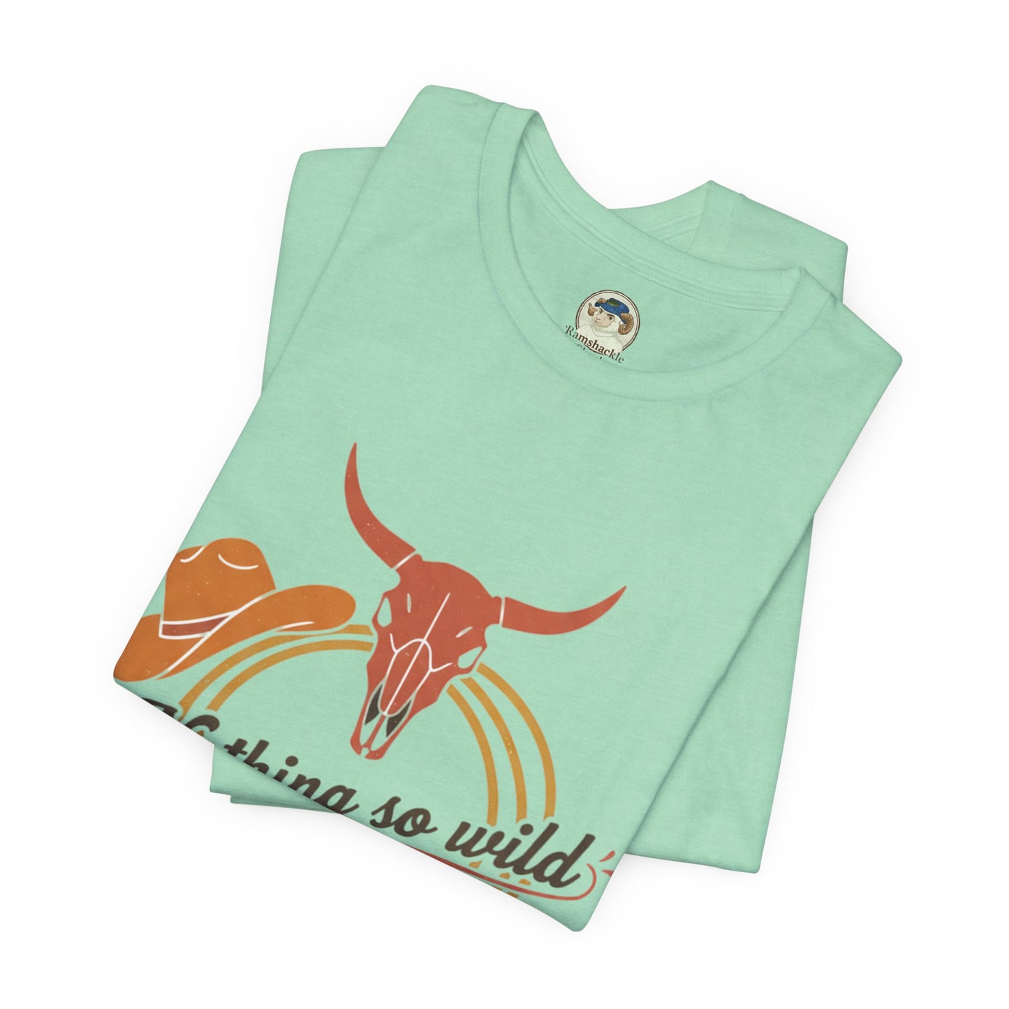 Personalized western sunset T-shirt from Nothing So Wild Rider Tee collection, featuring a vibrant sunset design on a casual T-shirt.