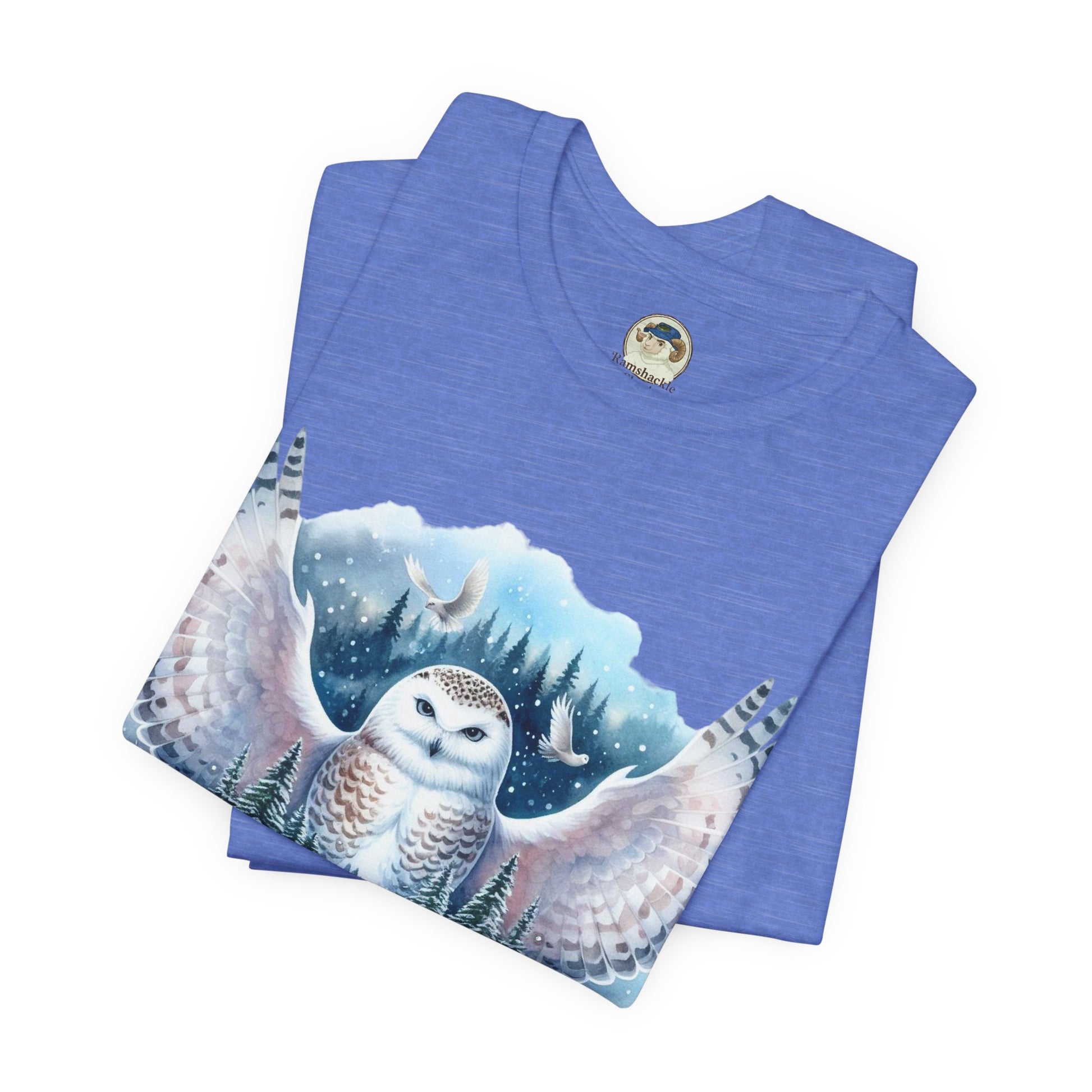 Snowy Owl Forest T-Shirt — Winter Wildlife Nature Tee - Ramshackle Shack