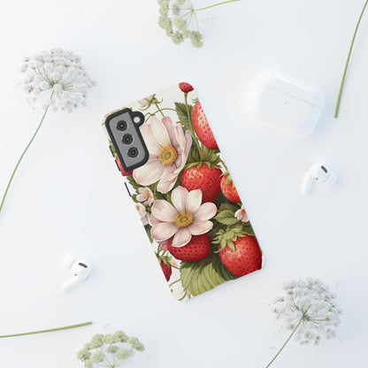Strawberry Blossom Phone Case — Floral Protective Tough Case - Ramshackle Shack