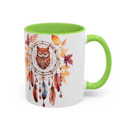 Autumn Owl Dreamcatcher Mug — Fall Leaves Coffee Cup (11oz & 15oz) - Ramshackle Shack