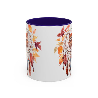 Autumn Owl Dreamcatcher Mug — Fall Leaves Coffee Cup (11oz & 15oz) - Ramshackle Shack