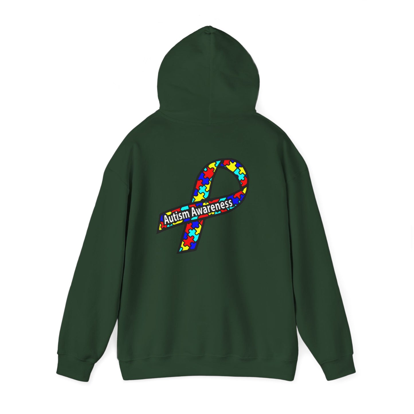 Autism Awareness Hoodie — "Live, Love, Accept" Heartbeat Puzzle-Rainbow - Ramshackle Shack