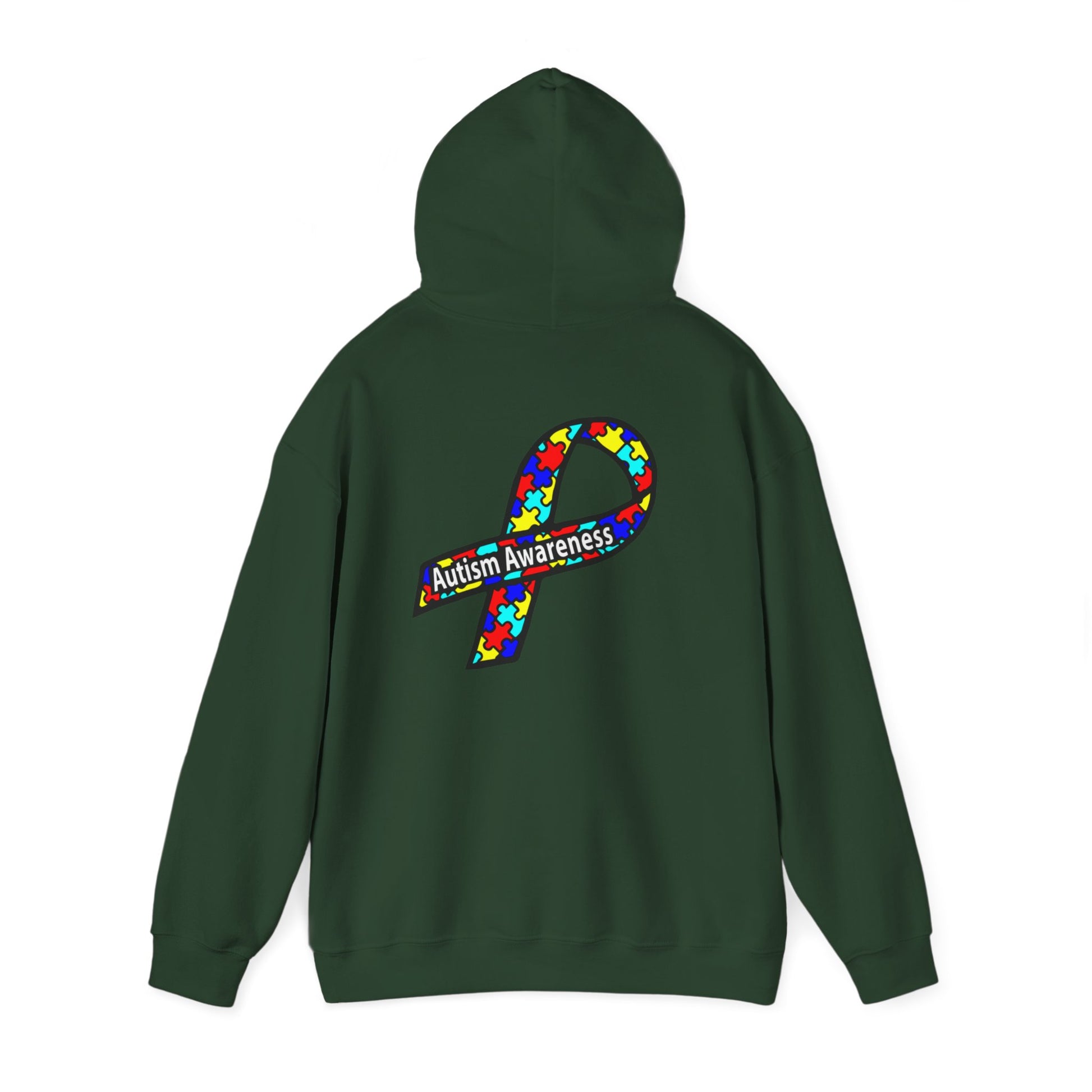 Autism Awareness Hoodie — "Live, Love, Accept" Heartbeat Puzzle-Rainbow - Ramshackle Shack