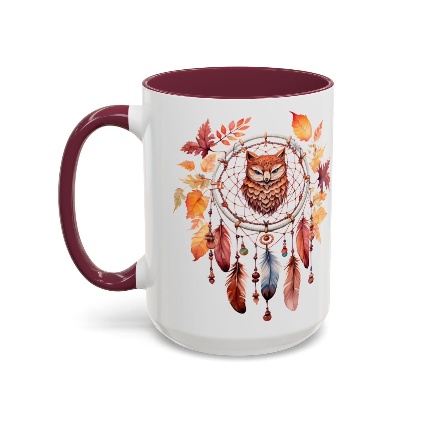 Autumn Owl Dreamcatcher Mug — Fall Leaves Coffee Cup (11oz & 15oz) - Ramshackle Shack