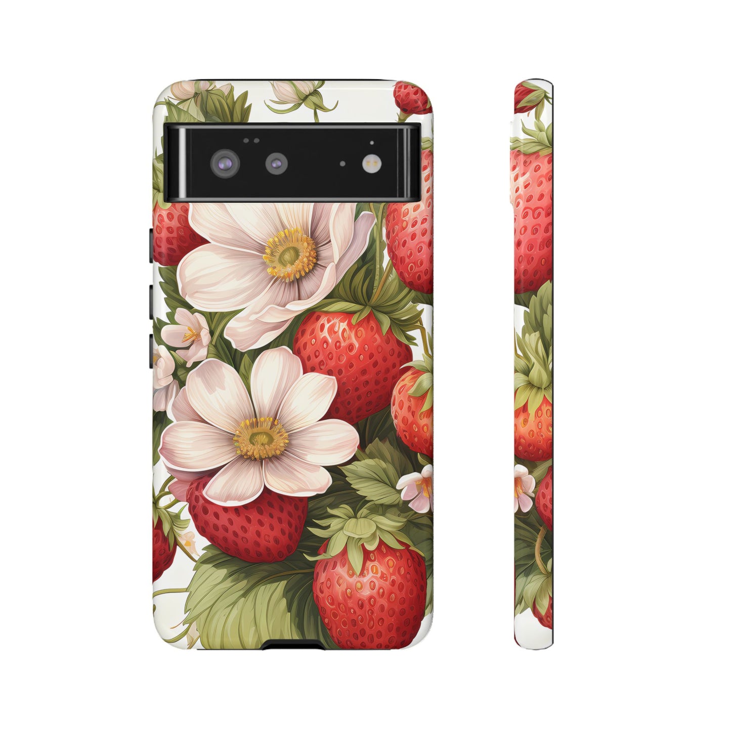 Strawberry Blossom Phone Case — Floral Protective Tough Case - Ramshackle Shack