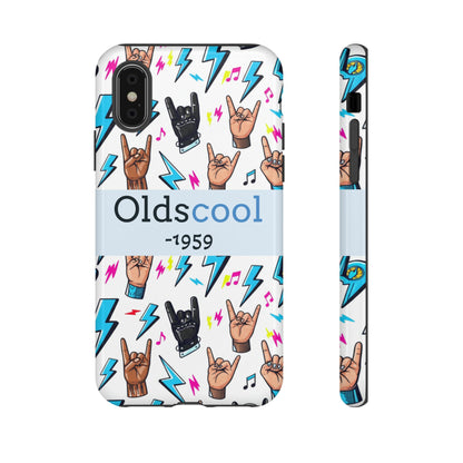 Retro Rock 'Oldscool 1959' Phone Case – Lightning & Rock Hand Pattern - Ramshackle Shack
