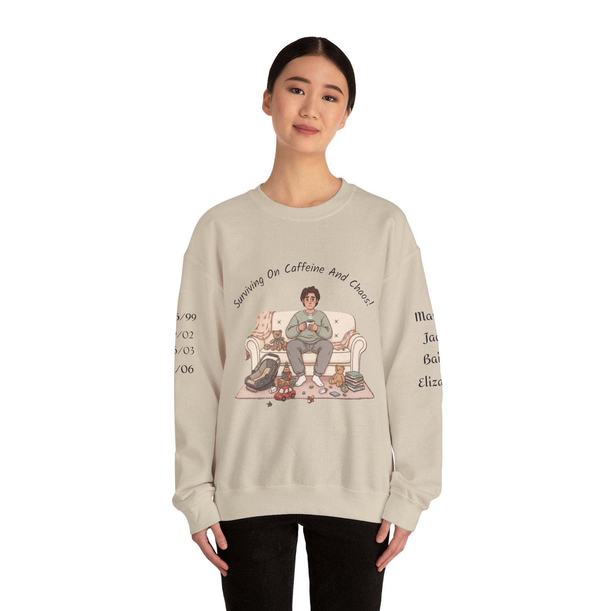 Tired Parent Candid Humor Sweatshirt | mom humor, parenting meme - Ramshackle Shack