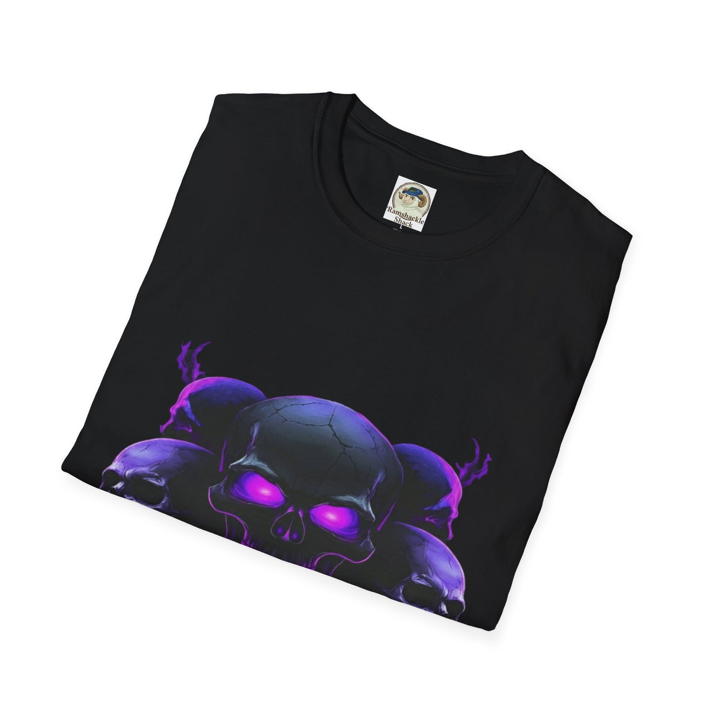 Skull Trio Graphic TShirt  Neon Purple Gothic Skull Design - Ramshackle Shack