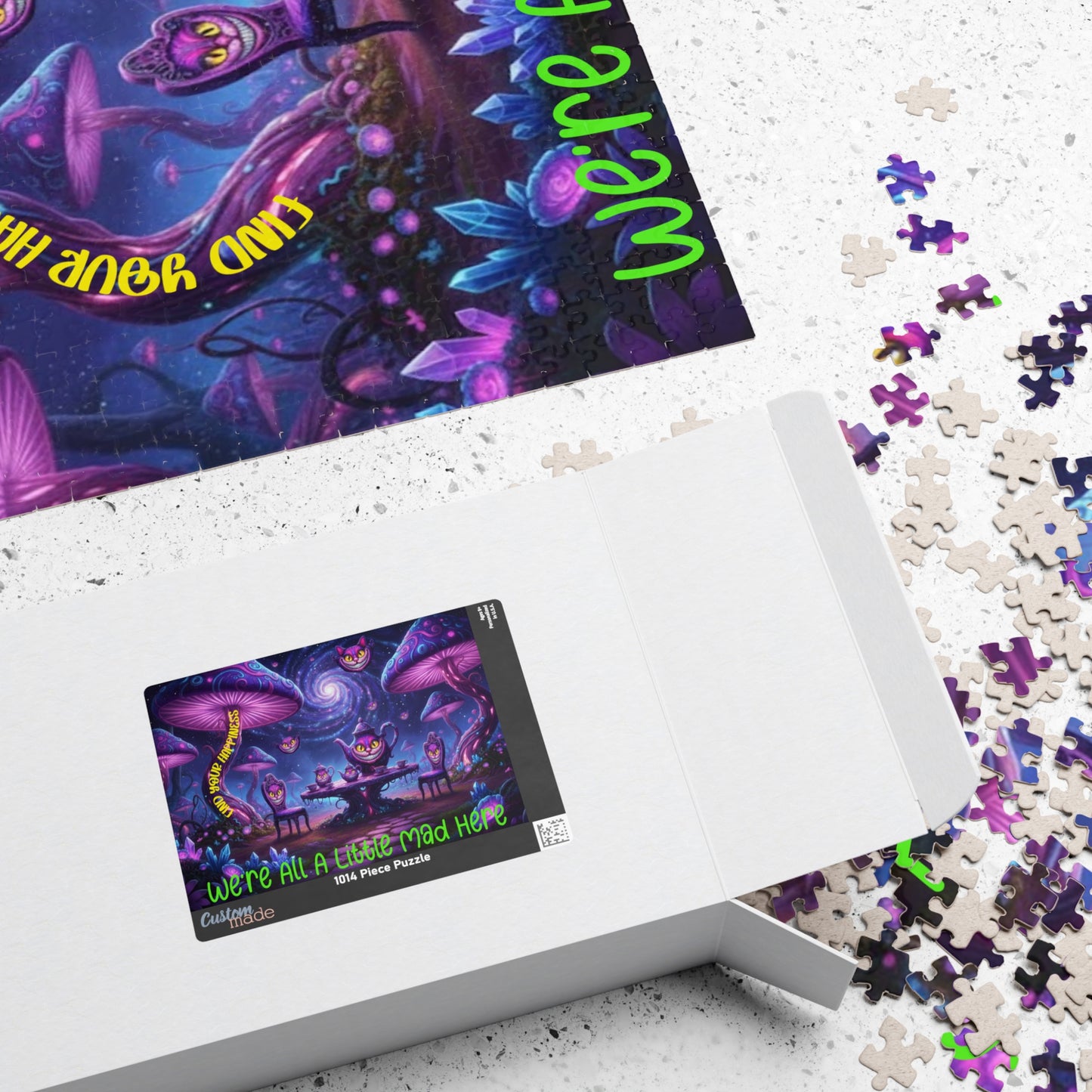 Customizable Puzzle — Psychedelic Mushroom Garden Tea Party with Cheshire Cats (110–1014 pcs) - Ramshackle Shack