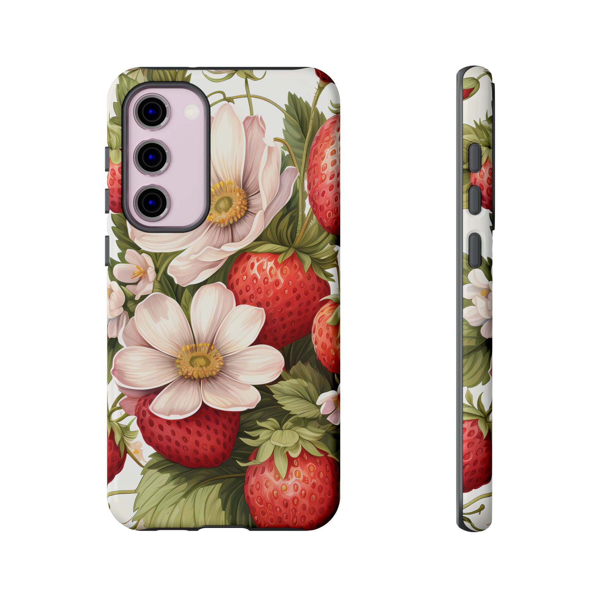 Strawberry Blossom Phone Case — Floral Protective Tough Case - Ramshackle Shack