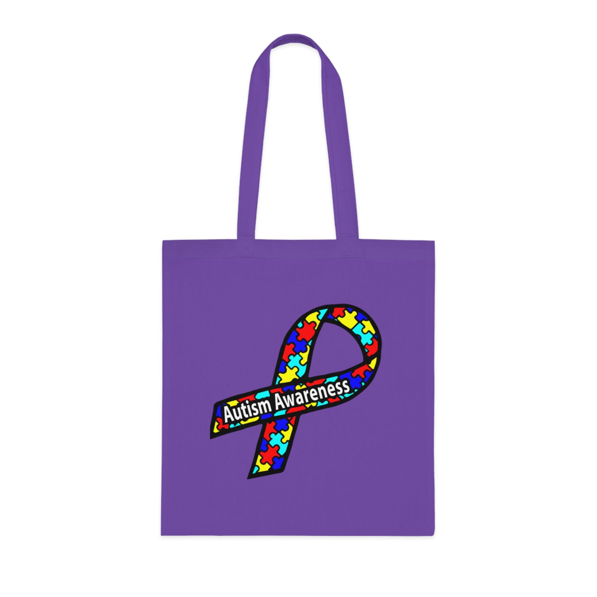 Autism Awareness Cotton Tote — "Embrace Our Difference" Puzzle Ribbon Design - Ramshackle Shack