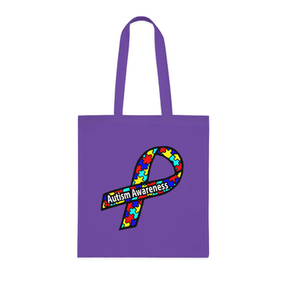 Autism Awareness Cotton Tote — "Embrace Our Difference" Puzzle Ribbon Design - Ramshackle Shack