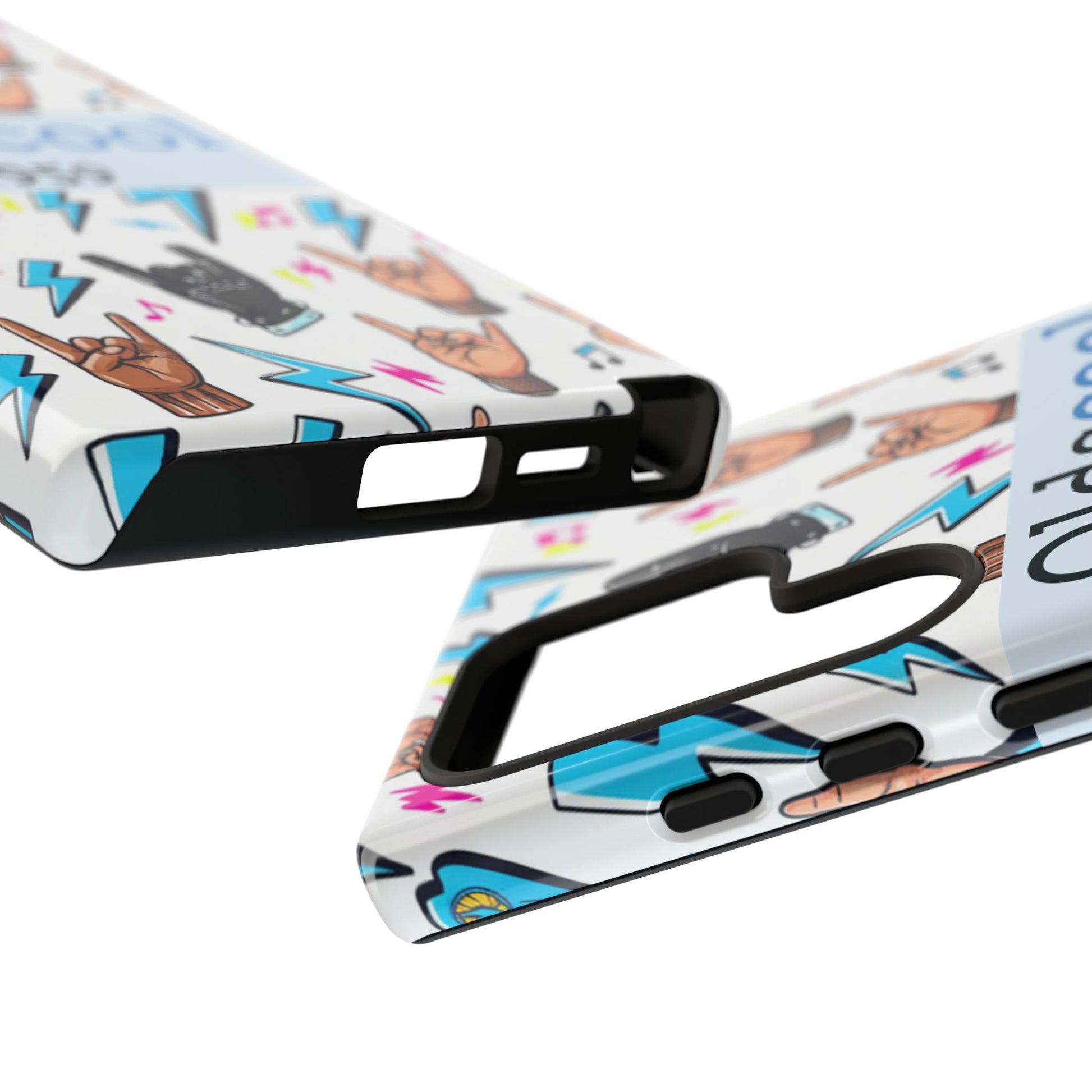 Retro Rock 'Oldscool 1959' Phone Case – Lightning & Rock Hand Pattern - Ramshackle Shack
