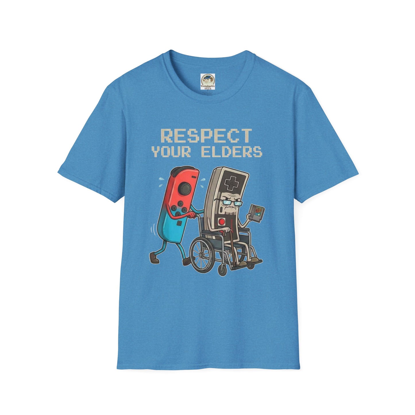 Retro Game Controllers TShirt Respect Your Elders Vintage Console Graphic Tee - Ramshackle Shack