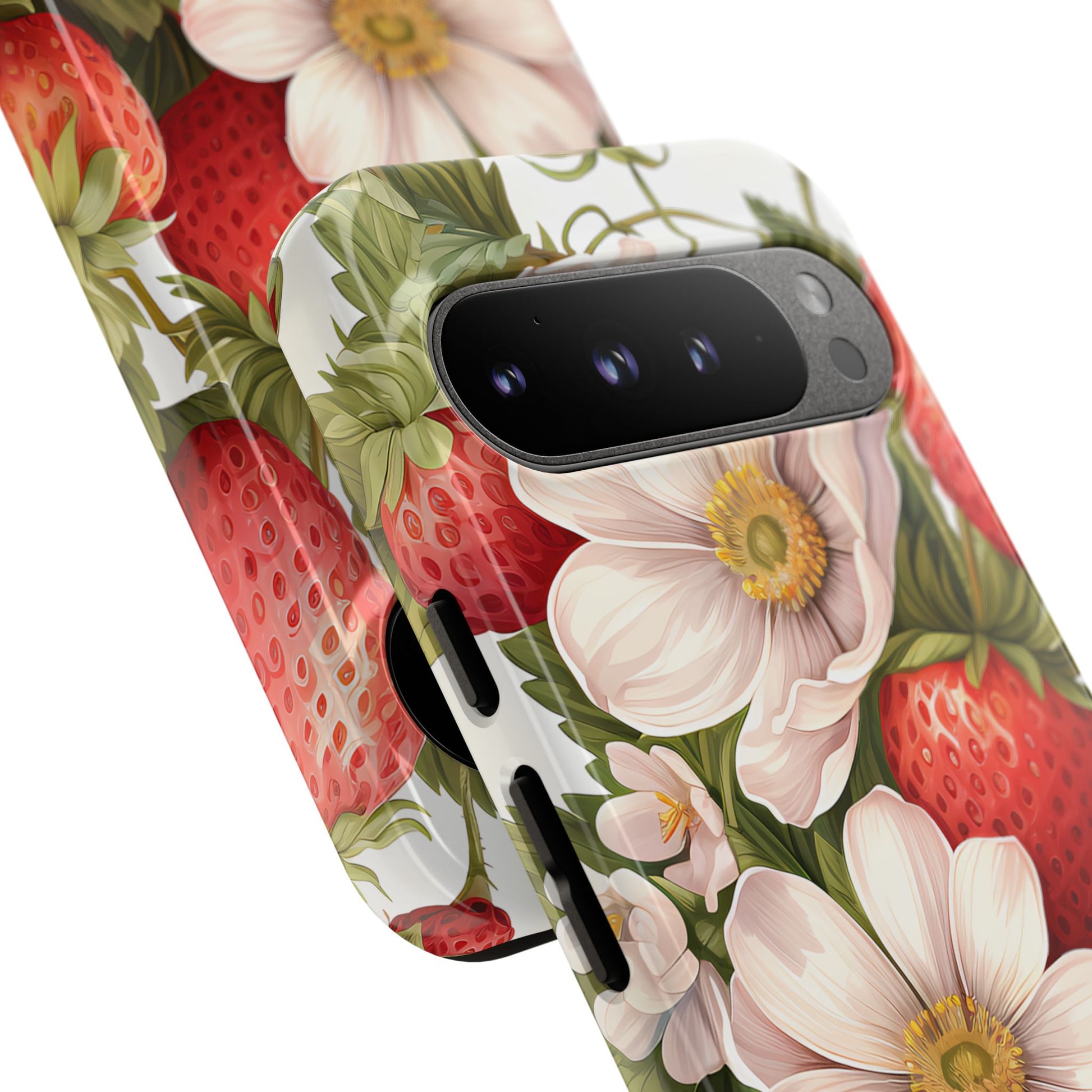 Strawberry Blossom Phone Case — Floral Protective Tough Case - Ramshackle Shack