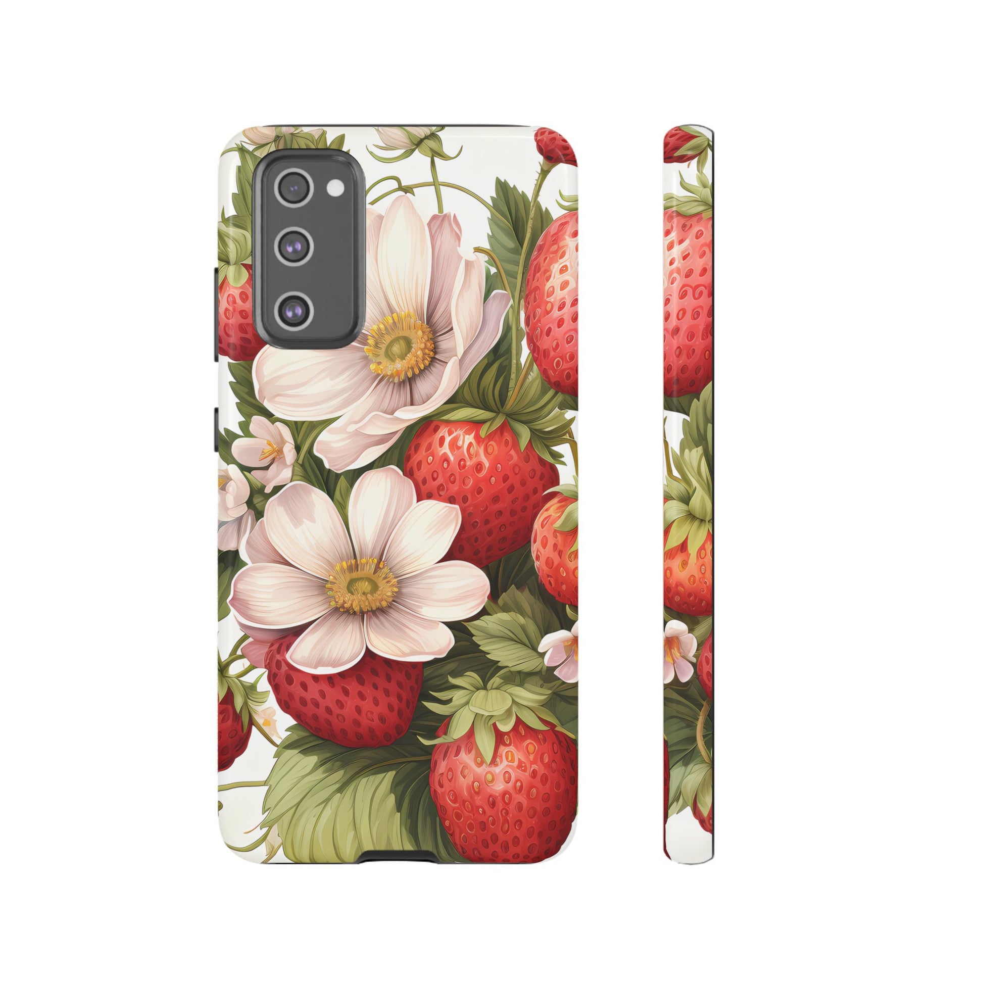 Strawberry Blossom Phone Case — Floral Protective Tough Case - Ramshackle Shack