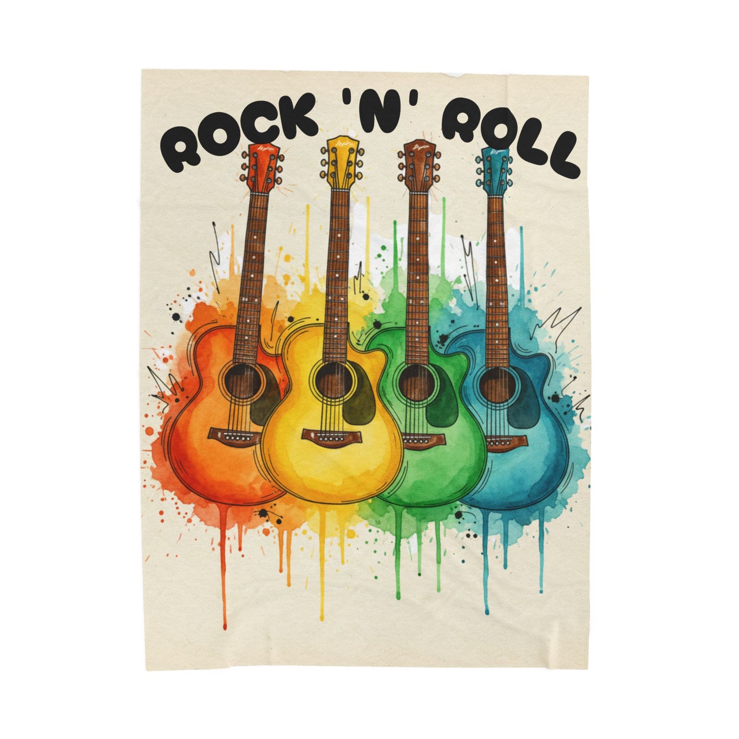 Rainbow Acoustic Guitar Plush Blanket — "rock 'n' roll" - Ramshackle Shack
