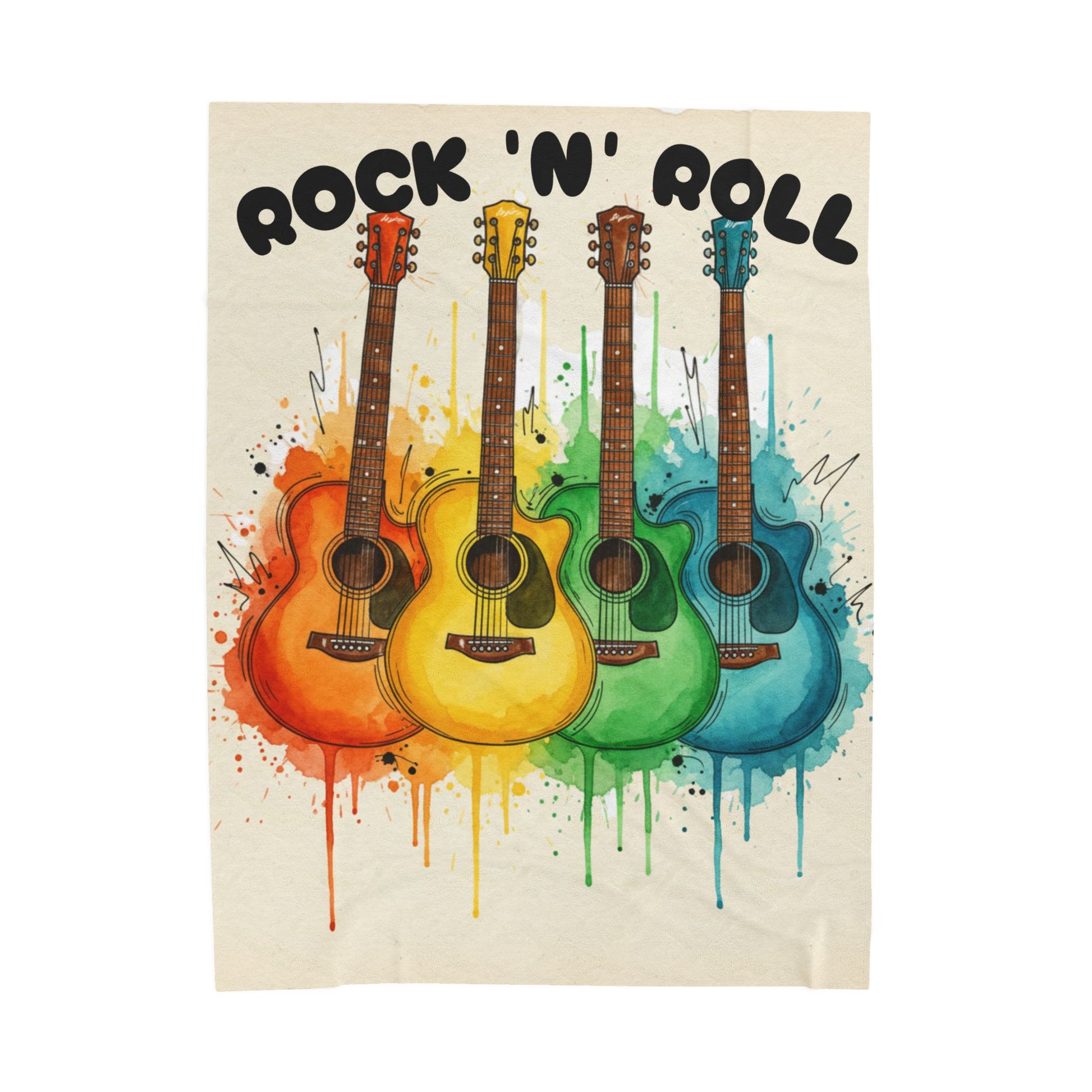 Rainbow Acoustic Guitar Plush Blanket — "rock 'n' roll" - Ramshackle Shack