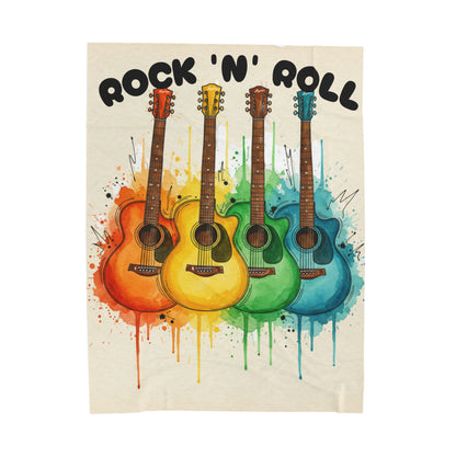 Rainbow Acoustic Guitar Plush Blanket — "rock 'n' roll" - Ramshackle Shack