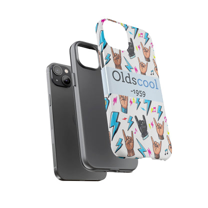 Retro Rock 'Oldscool 1959' Phone Case – Lightning & Rock Hand Pattern - Ramshackle Shack