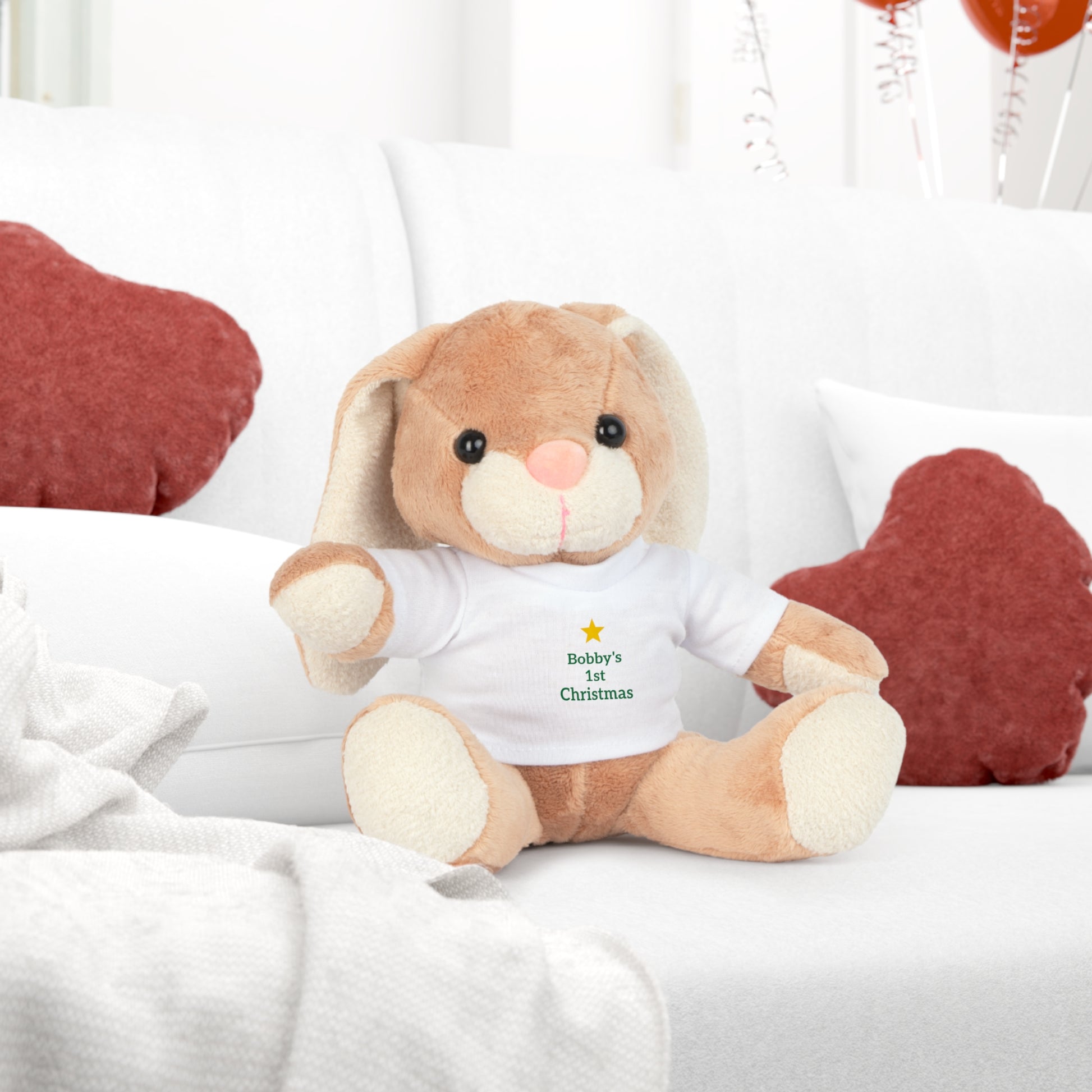 Personalized Teddy Bear with T-Shirt — Baby’s First Christmas Gift - Ramshackle Shack