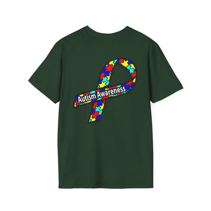 Autism Awareness T-Shirt — "Not Fighting Autism, Working With It" Puzzle Ribbon Tee - Ramshackle Shack