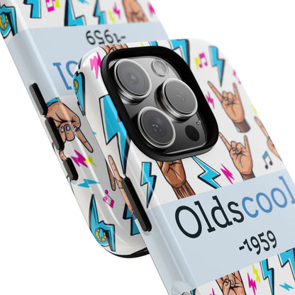 Retro Rock 'Oldscool 1959' Phone Case – Lightning & Rock Hand Pattern - Ramshackle Shack