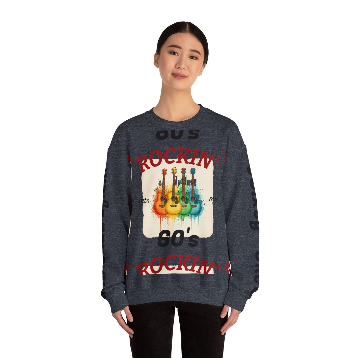 Rockin' Into My 60's Sweatshirt — Custom Age & Name Guitar Crewneck - Ramshackle Shack