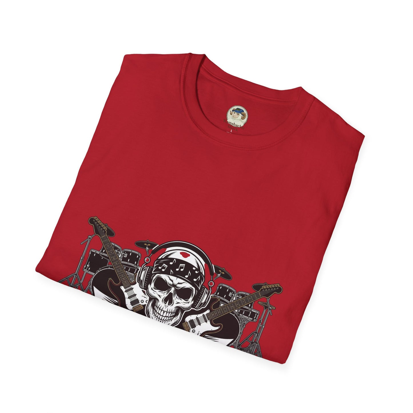 Rock & Roll Skull Drum Band TShirt Vintage Drummer Graphic Tee - Ramshackle Shack