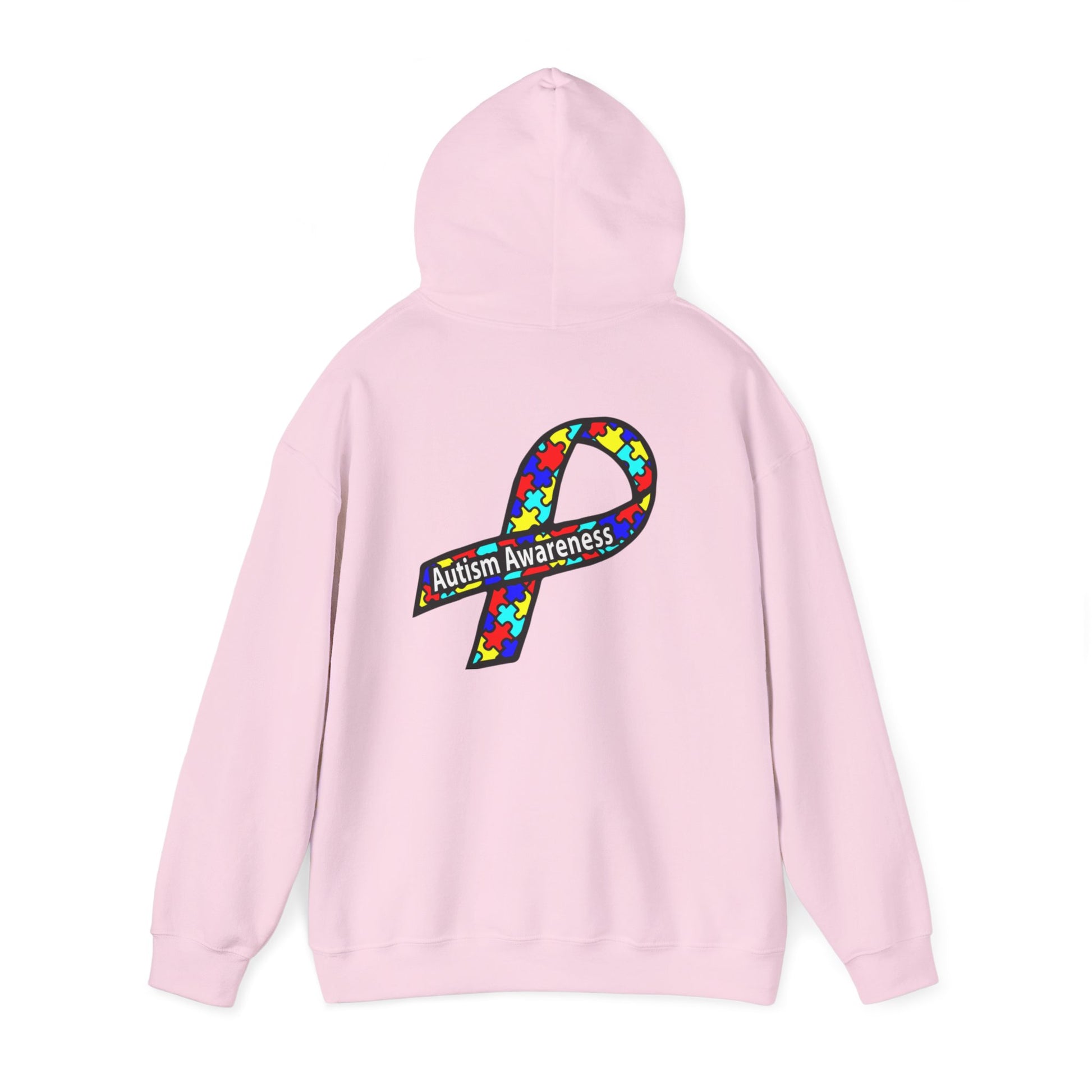 Autism Awareness Hoodie — "Live, Love, Accept" Heartbeat Puzzle-Rainbow - Ramshackle Shack