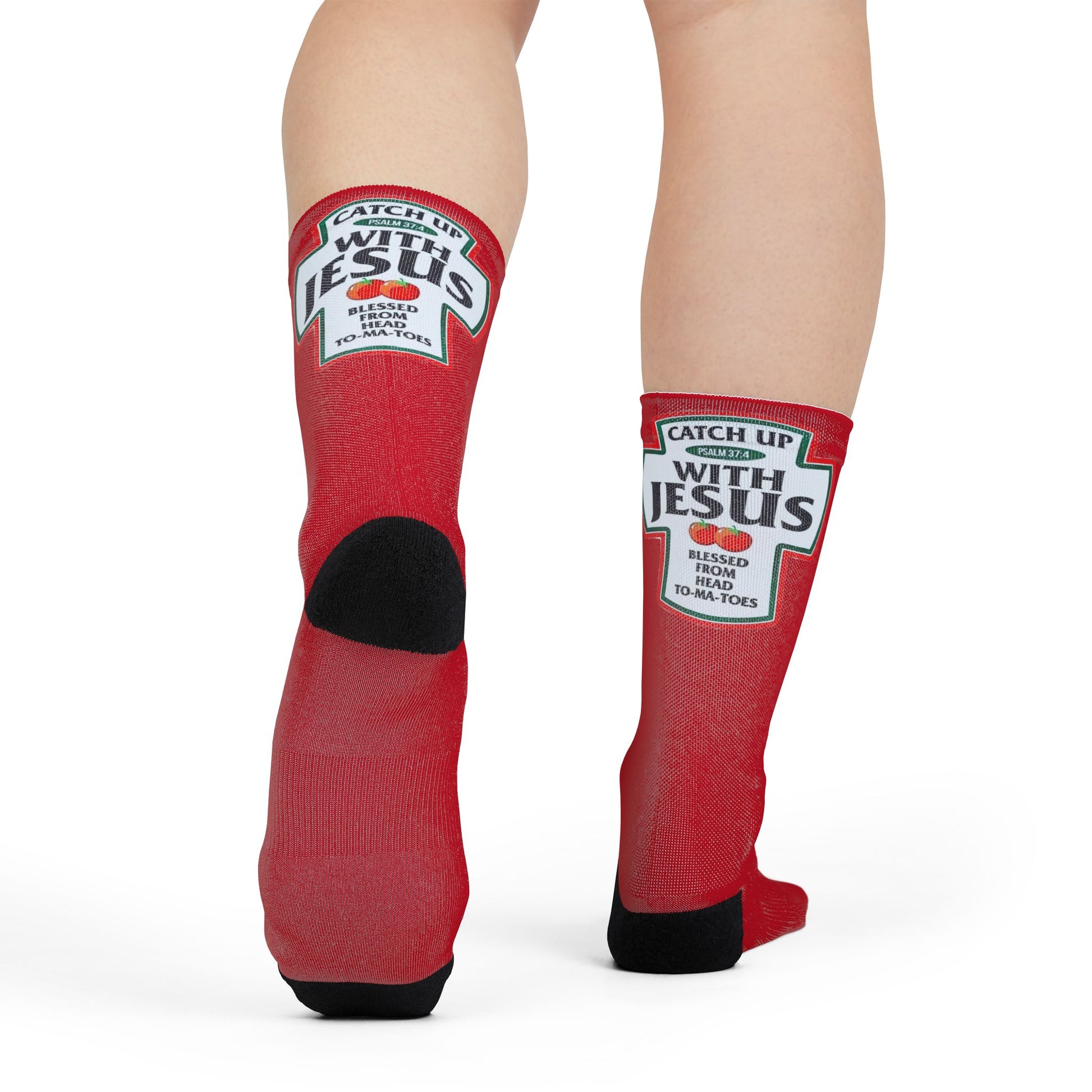 Catch Up with Jesus Ketchup Bottle Crew Socks - Ramshackle Shack