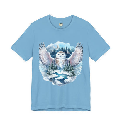 Snowy Owl Forest T-Shirt — Winter Wildlife Nature Tee - Ramshackle Shack
