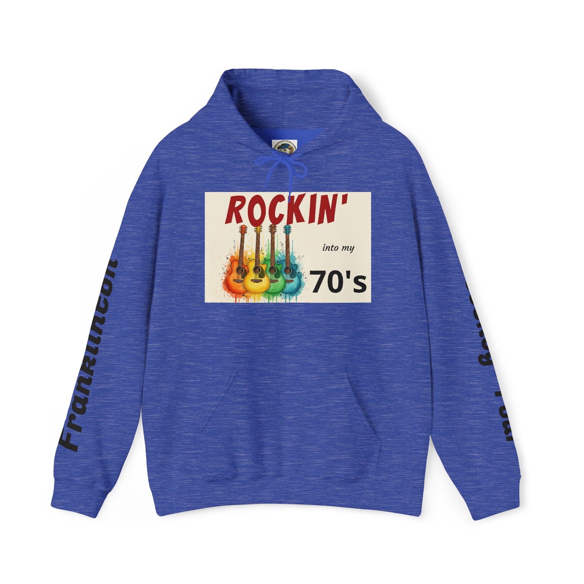 Rockin' Into My [70's] Hooded Sweatshirt — Custom Name & Age Guitar Birthday Design - Ramshackle Shack
