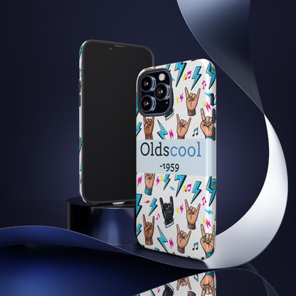 Retro Rock 'Oldscool 1959' Phone Case – Lightning & Rock Hand Pattern - Ramshackle Shack