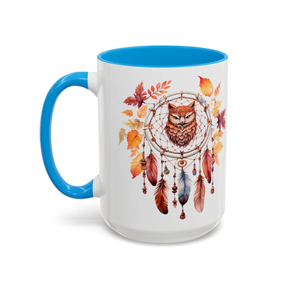 Autumn Owl Dreamcatcher Mug — Fall Leaves Coffee Cup (11oz & 15oz) - Ramshackle Shack