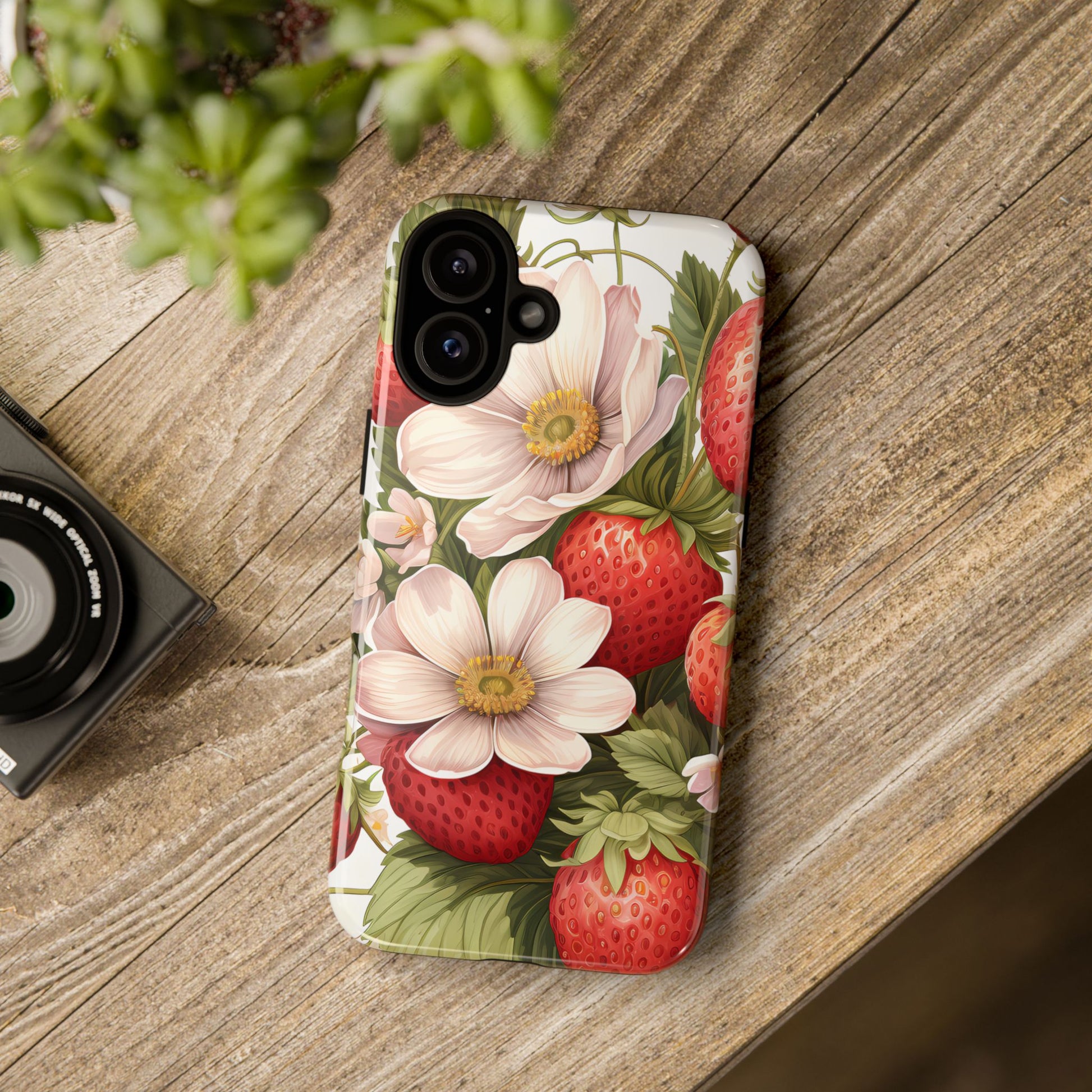 Strawberry Blossom Phone Case — Floral Protective Tough Case - Ramshackle Shack