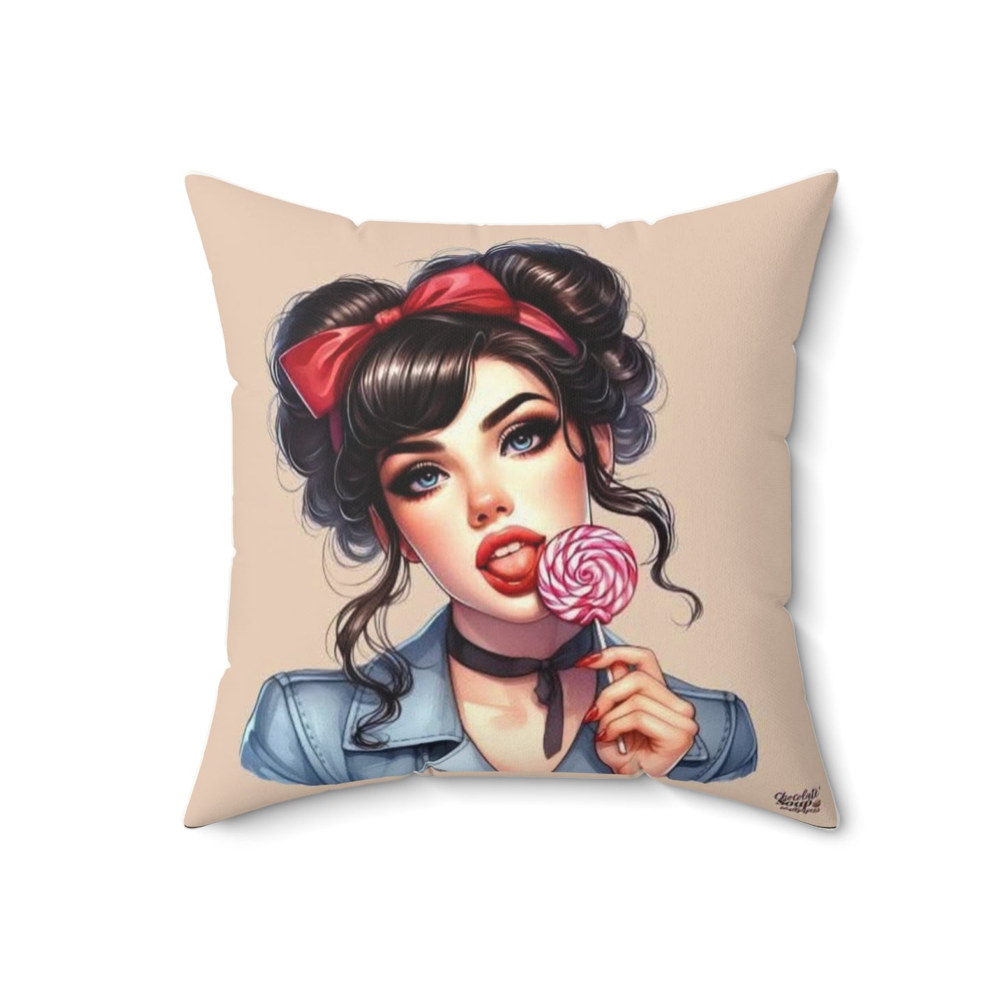 Bad Decisions Loading Faux Suede Square Pillow — Handcuffs, Cocktail & Sassy Woman Design - Ramshackle Shack