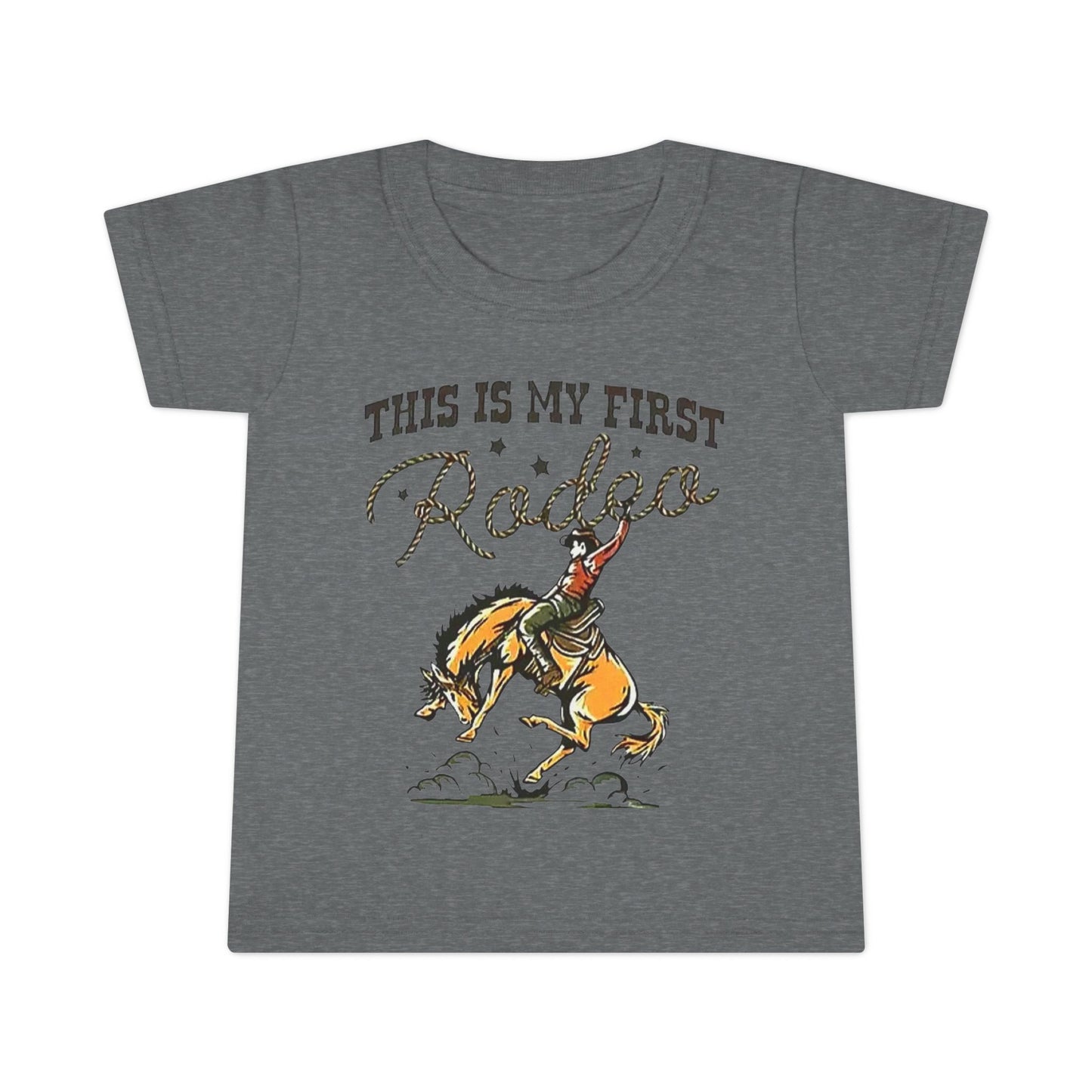 Toddler T-Shirt — “This Is My First Rodeo” Personalized Cowboy Birthday Tee - Ramshackle Shack