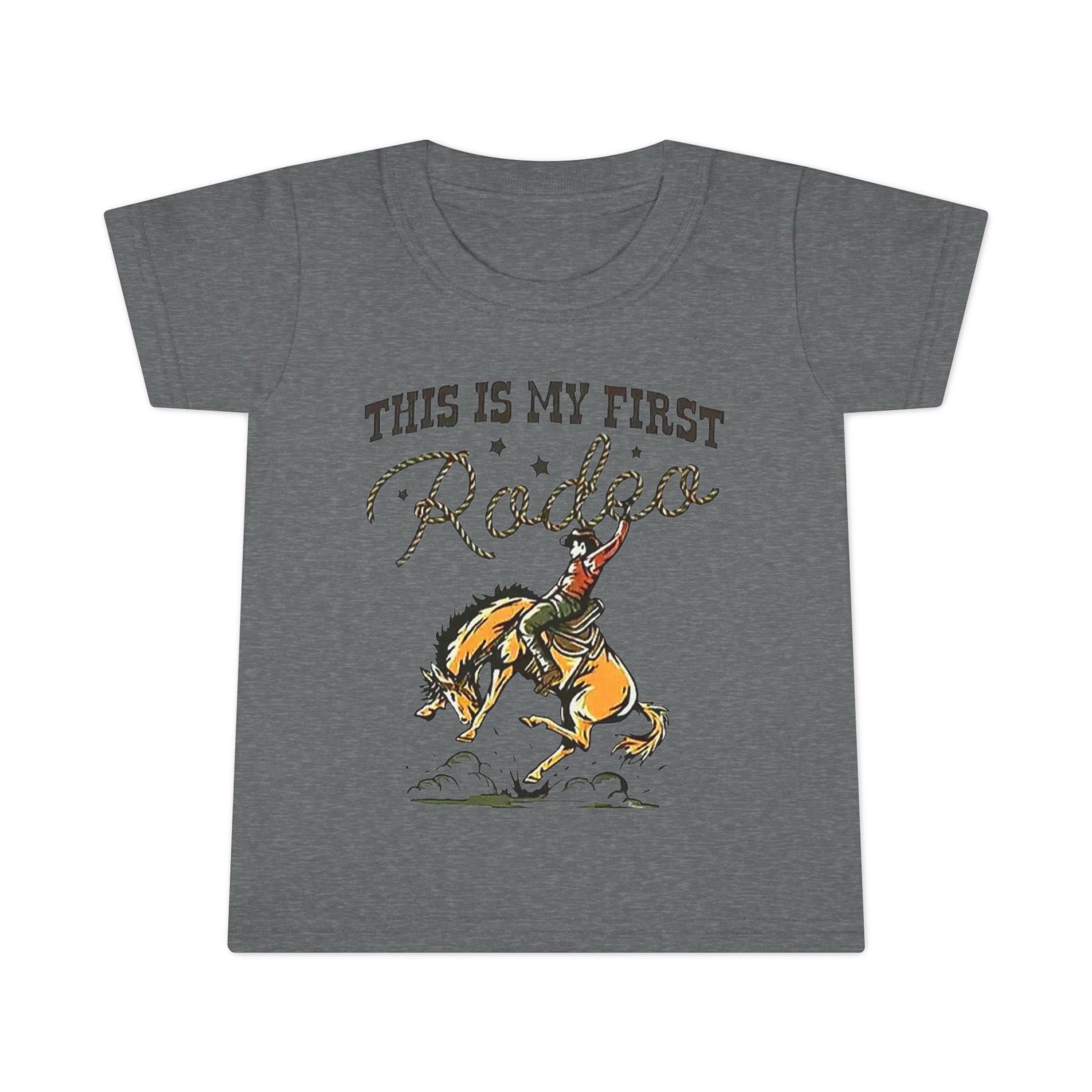 Toddler T-Shirt — “This Is My First Rodeo” Personalized Cowboy Birthday Tee - Ramshackle Shack