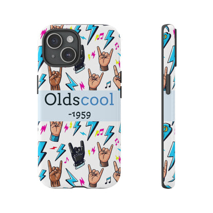 Retro Rock 'Oldscool 1959' Phone Case – Lightning & Rock Hand Pattern - Ramshackle Shack