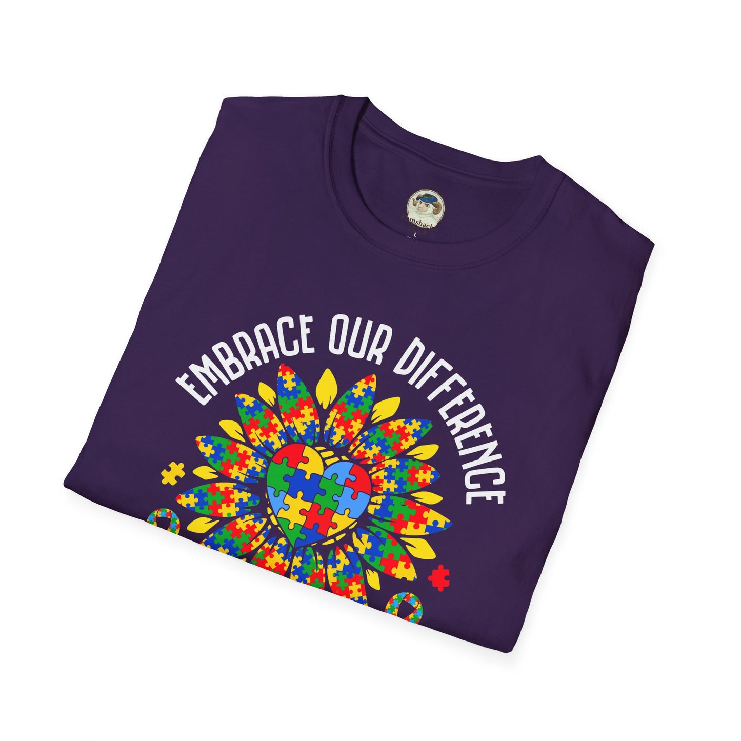 Autism Awareness T-Shirt — "Embrace Our Difference" Puzzle Heart Design - Ramshackle Shack
