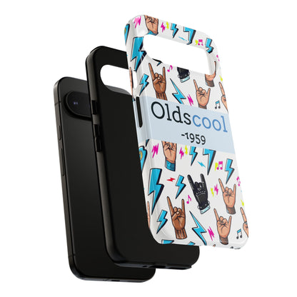 Retro Rock 'Oldscool 1959' Phone Case – Lightning & Rock Hand Pattern - Ramshackle Shack