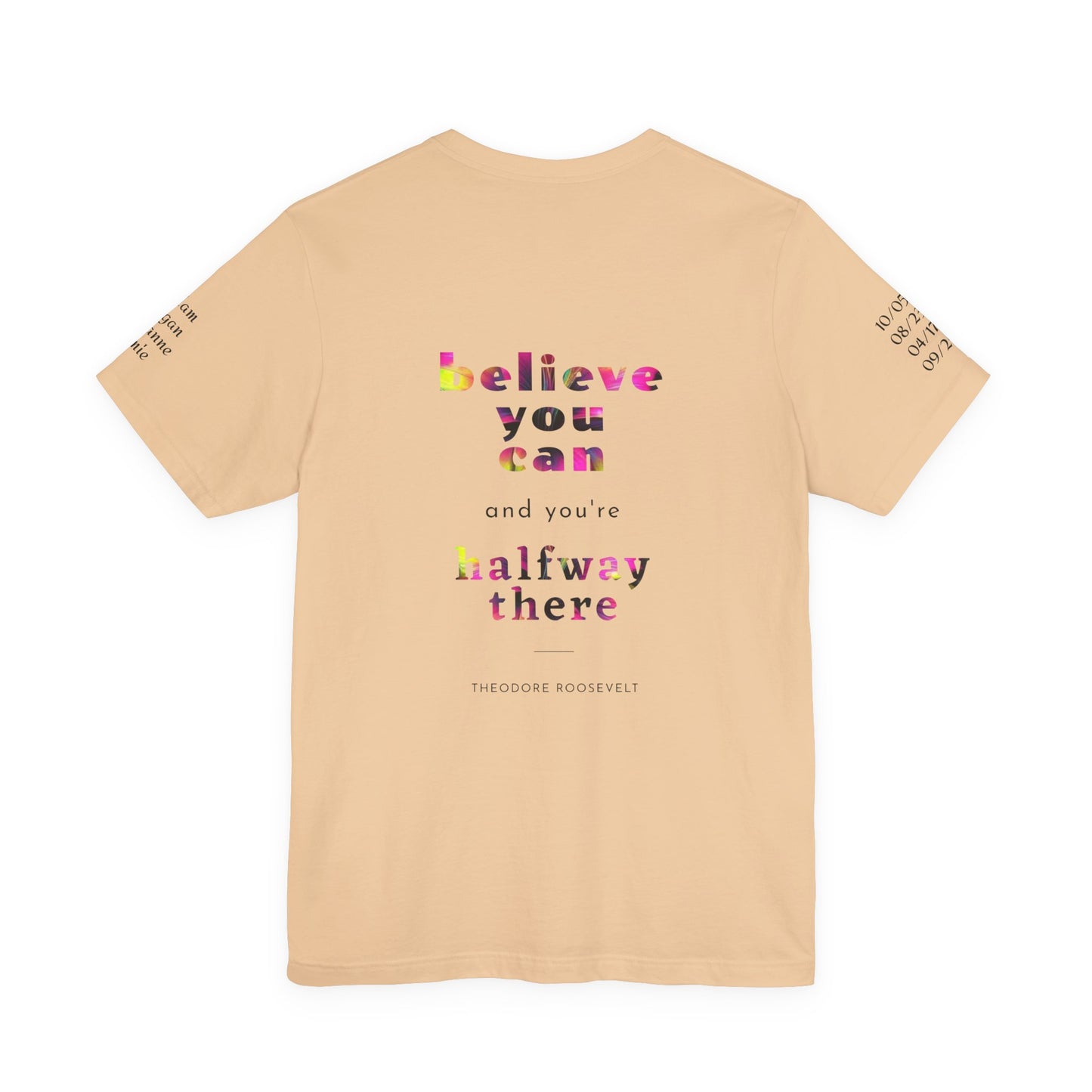 Dad 'Surviving on Caffeine and Chaos' Tee — Custom Names & Dates, 'Believe You Can' Back - Ramshackle Shack