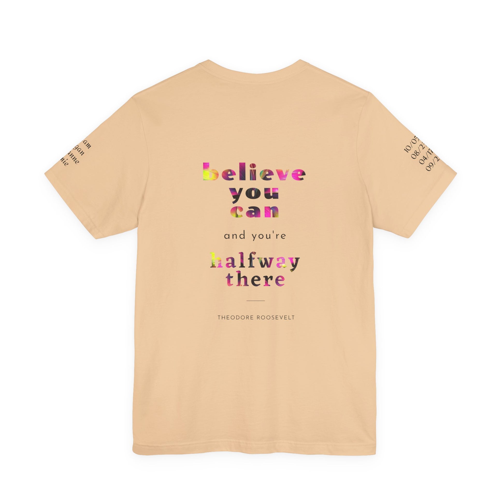 Dad 'Surviving on Caffeine and Chaos' Tee — Custom Names & Dates, 'Believe You Can' Back - Ramshackle Shack