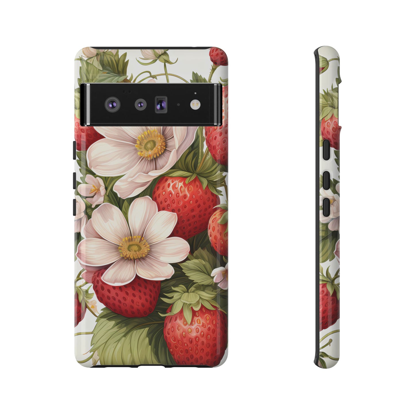 Strawberry Blossom Phone Case — Floral Protective Tough Case - Ramshackle Shack